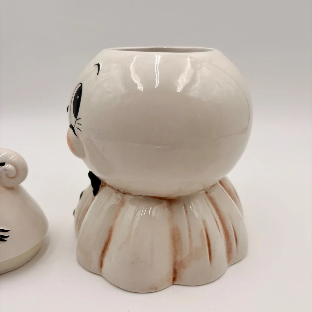 Johanna Parker Ceramic Ghost Canister Halloween Cookie Jar with Spider Hat